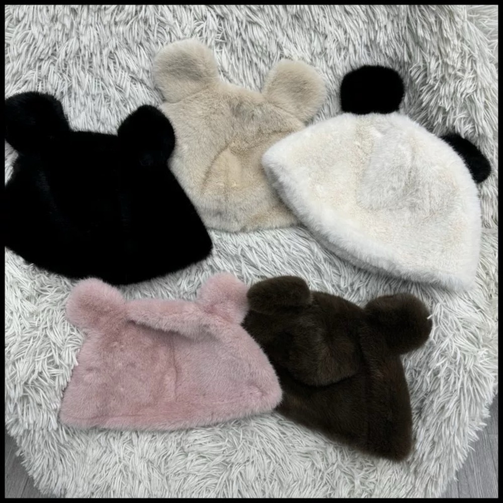 Chic Women's Bear Ear Hats - Black, Cream, Pink, Brown